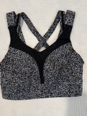 lululemon athletica Black & White Speckle Crossback Sports Bra